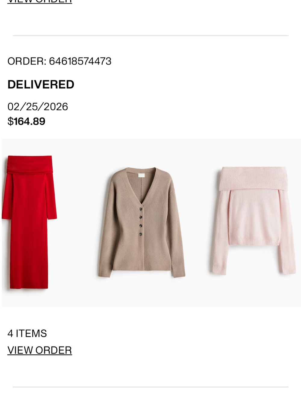 H&M Bundle - Black top, pink sweater, Red dress, Gray top